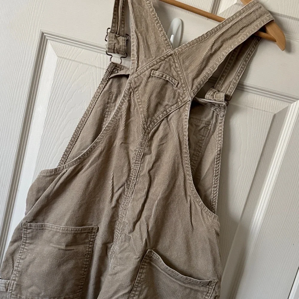 Vintage Old Navy Blue Jeans Tan Corduroy Overalls - Picture 4 of 6